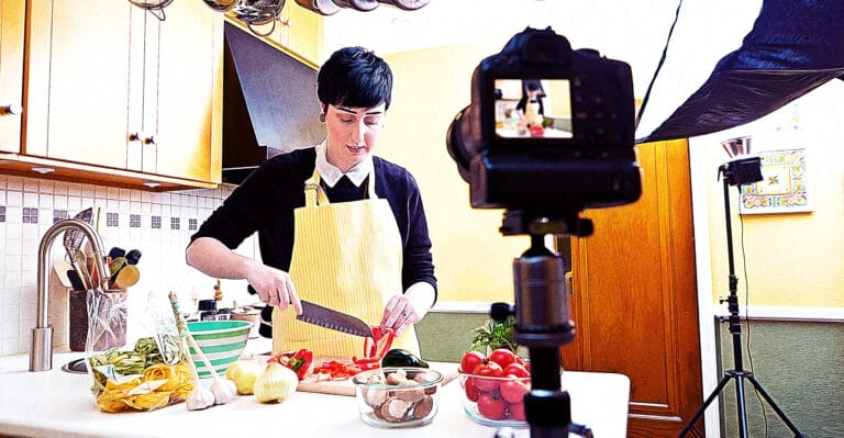 Influencer Making a cooking video